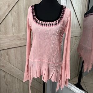 Elegant Pink Beaded Women's Top